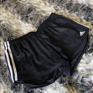 Adidas black and white striped shorts